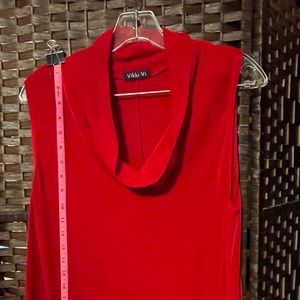cowl neck sleeveless top (0X) & column skirt (1X) Rich red color.